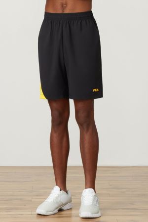 FILA Break Point Shorts Black / Yellow,Mens Tennis | CA.NFZUHY178